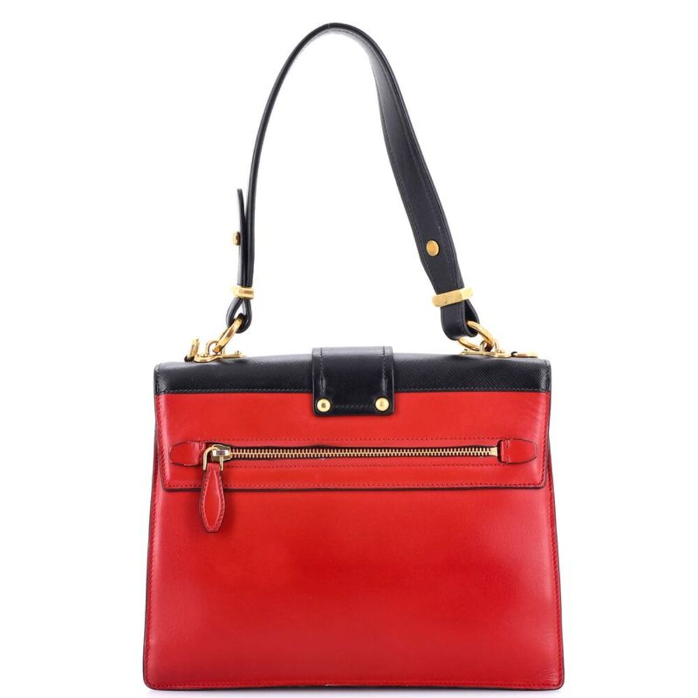 Prada Cahier Convertible Shoulder Bag City Calf and Saffiano Medium Black, Red - Picture 3 of 7